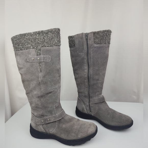 BareTraps Gray Sweater Cuff & Suede Faux Fur Lined Tall Boots 9 M Warm Winter - Picture 2 of 12